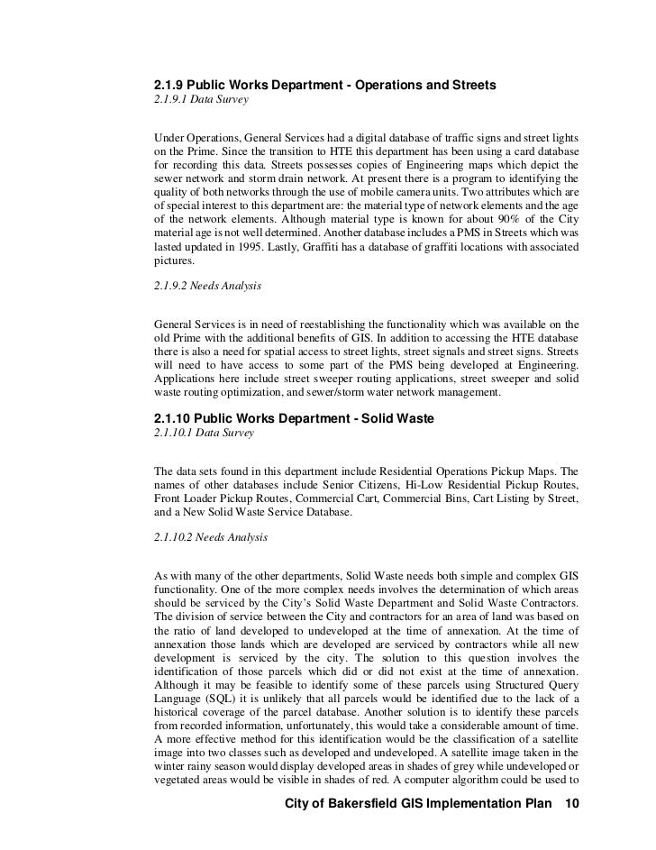 The City of Bakersfield, CA GIS Implementation Plan (1997 1998)
