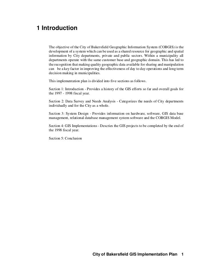 The City of Bakersfield, CA GIS Implementation Plan (1997 1998)