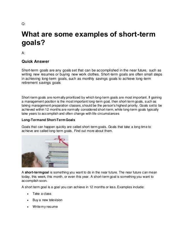 report mangla long term goals examples for work