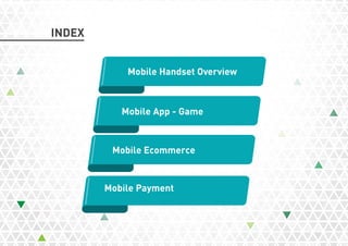 INDEX
Mobile Handset Overview
Mobile App - Game
Mobile Ecommerce
Mobile Payment
 