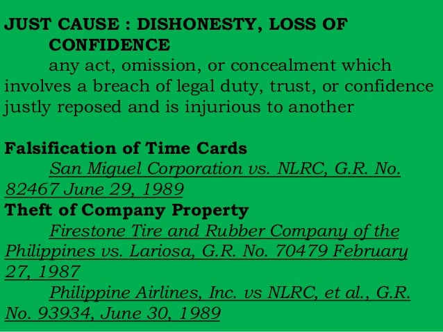 termination letter sle loss of trust and confidence report no 9 just causes for termination termination letter sle loss of trust and confidence report no 9 just causes for termination