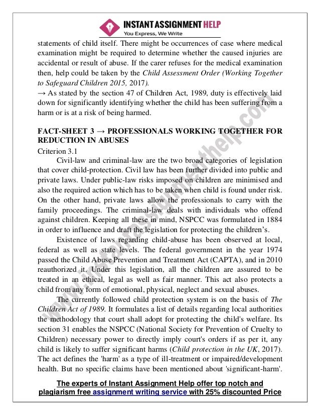 Report of Child Protection and Legislation