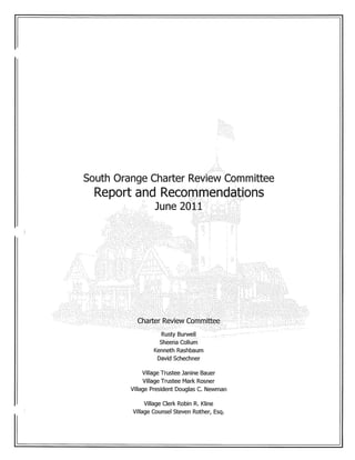 South Orange Charter Review Committee Recommendations