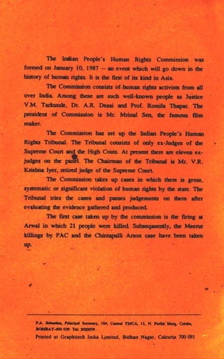 Report of the indian people's human rights tribunal on Meerut riots