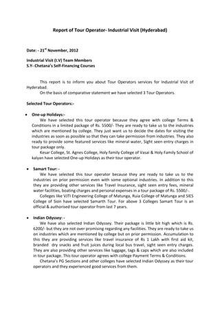 Report of tour operator | DOCX