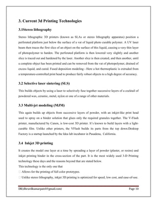 Report on 3d printing | PDF
