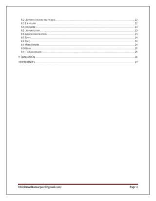 Report on 3d printing | PDF