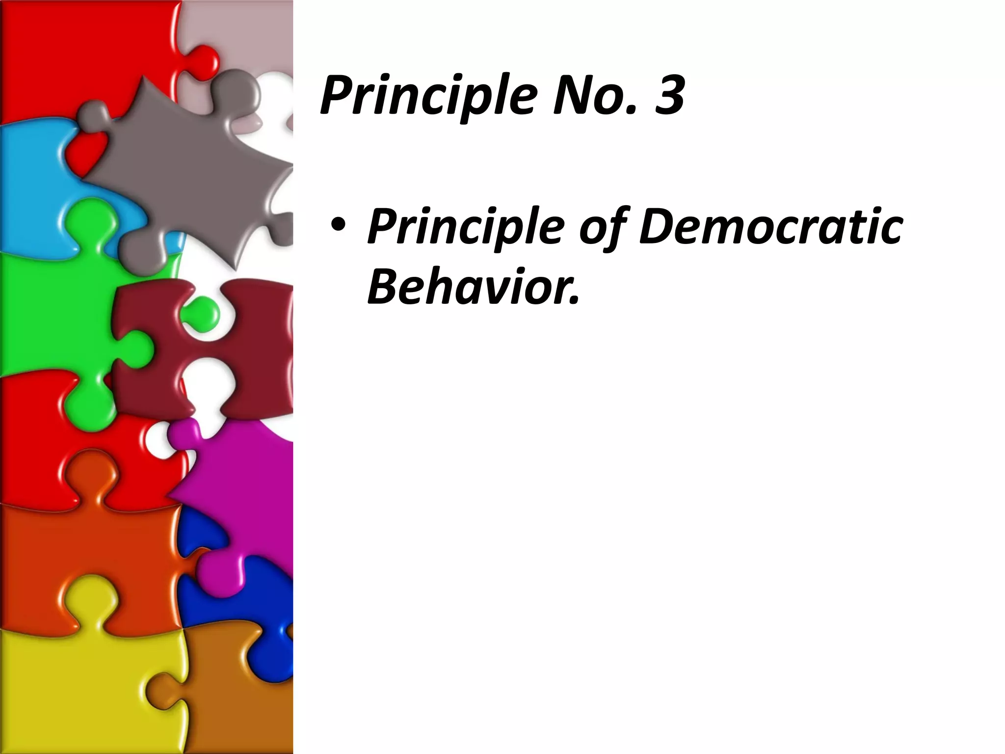 Principle No. 3

• Principle of Democratic
  Behavior.
 