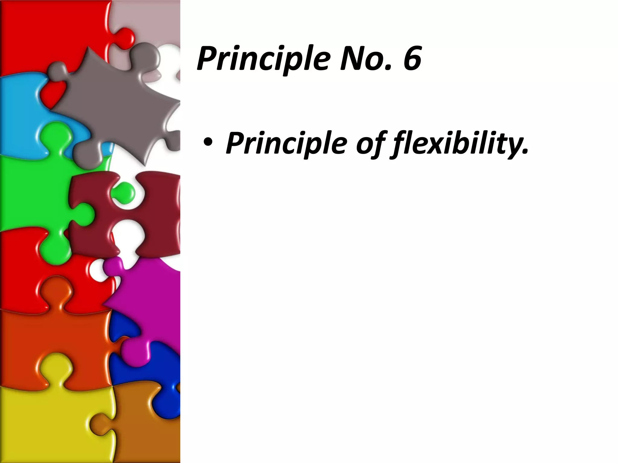 Principle No. 6

• Principle of flexibility.
 