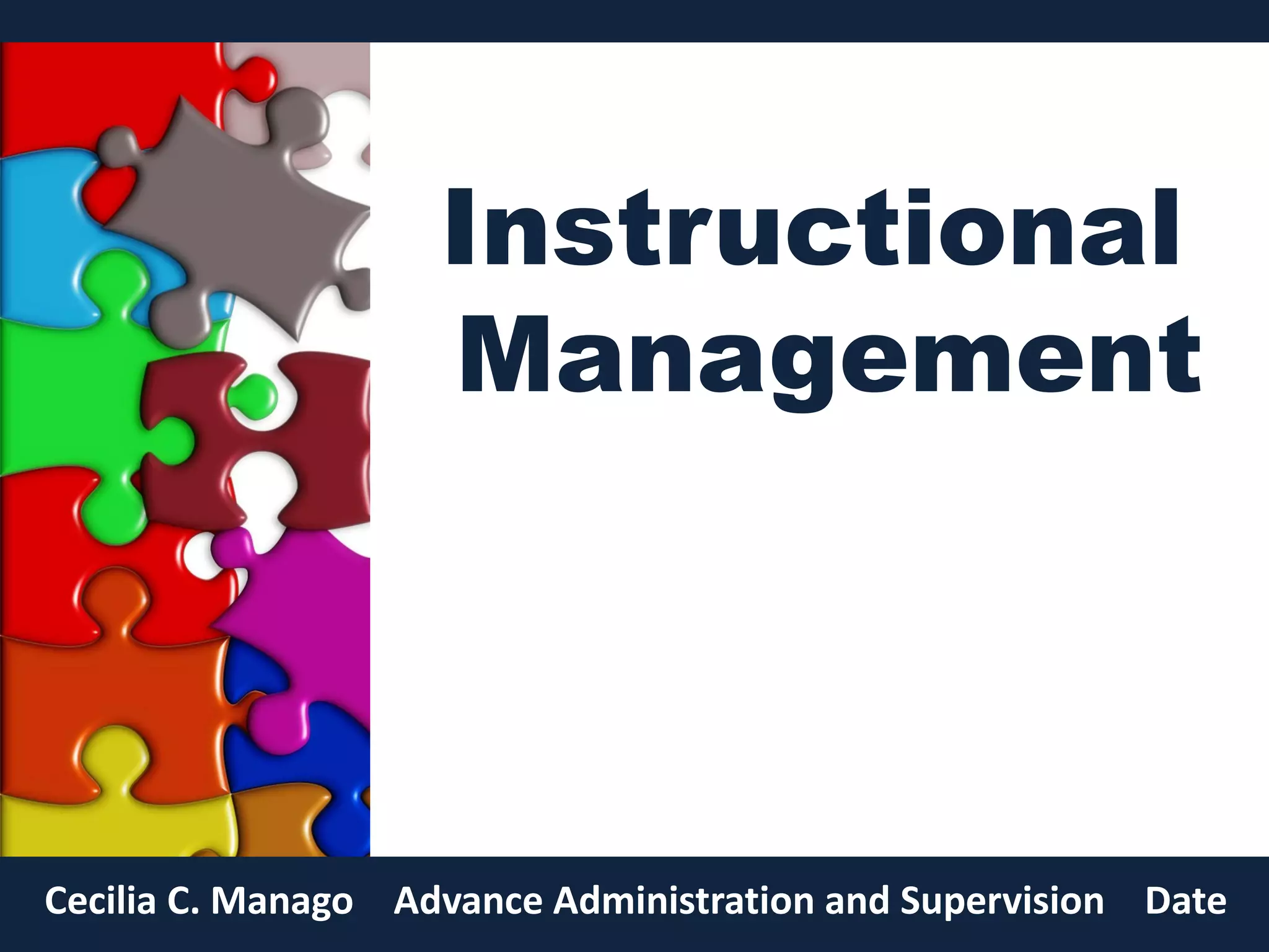 Instructional
                    Management



Cecilia C. Manago Advance Administration and Supervision Date
 