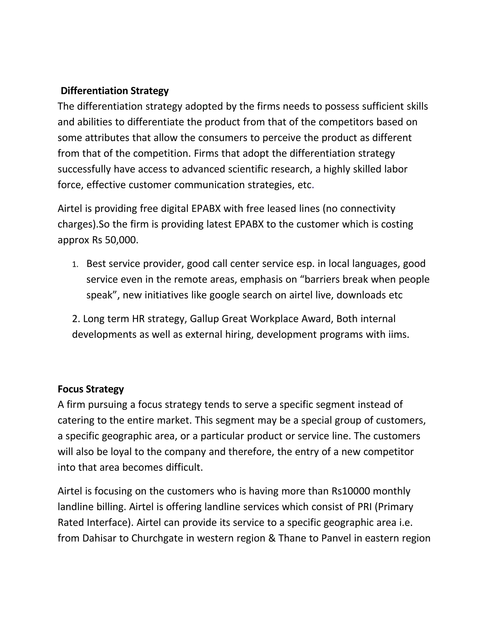 Report On Airtel & its Strategies