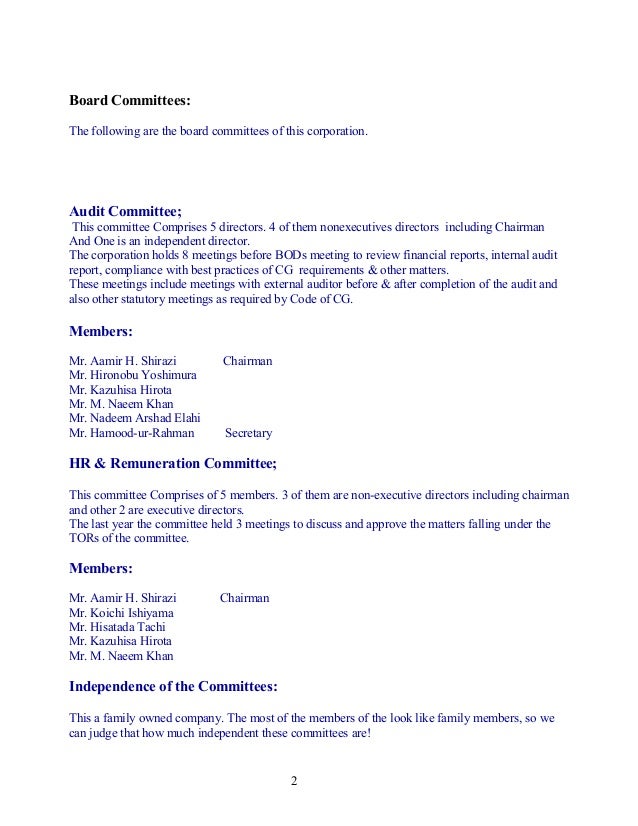 report on board committees hr board report