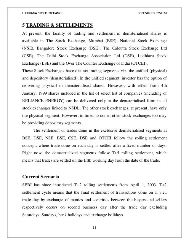 Trading and settlement system of otcei