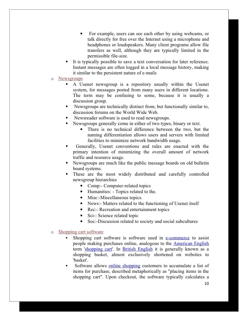 Report on e commerce