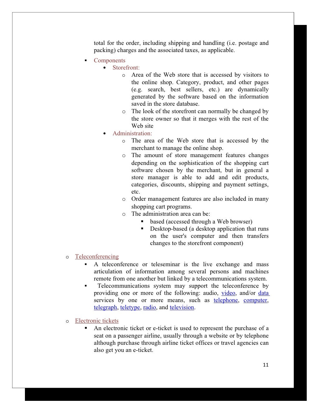 Report on e commerce