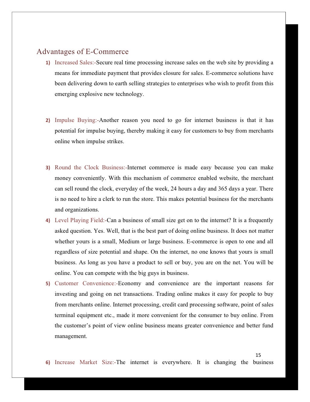 Report on e commerce
