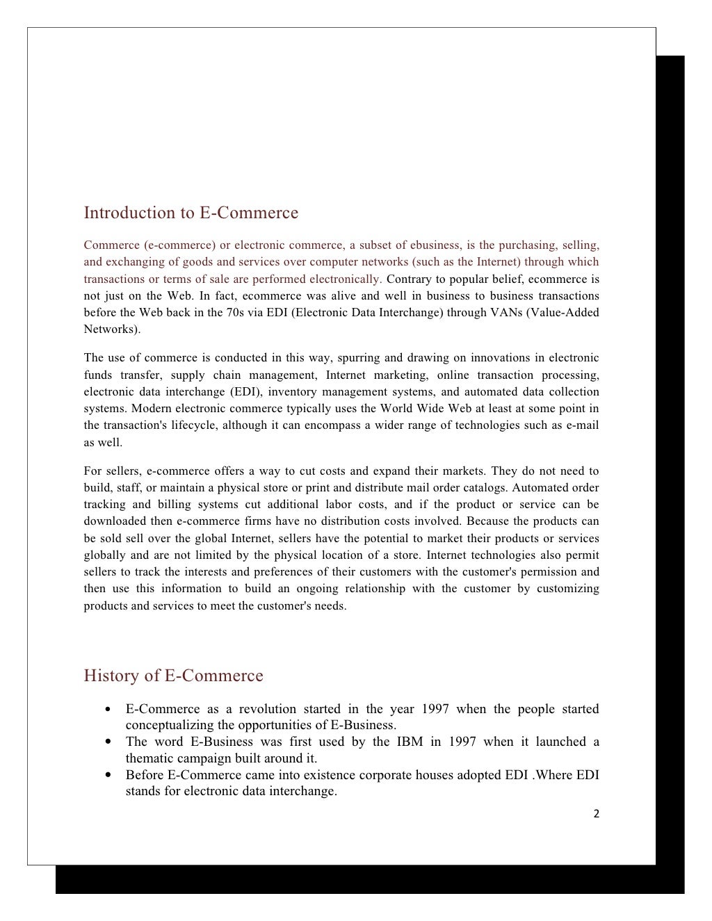 Report on e commerce