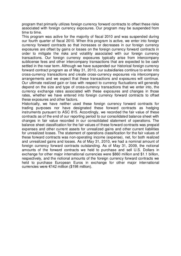 Forex exposure report