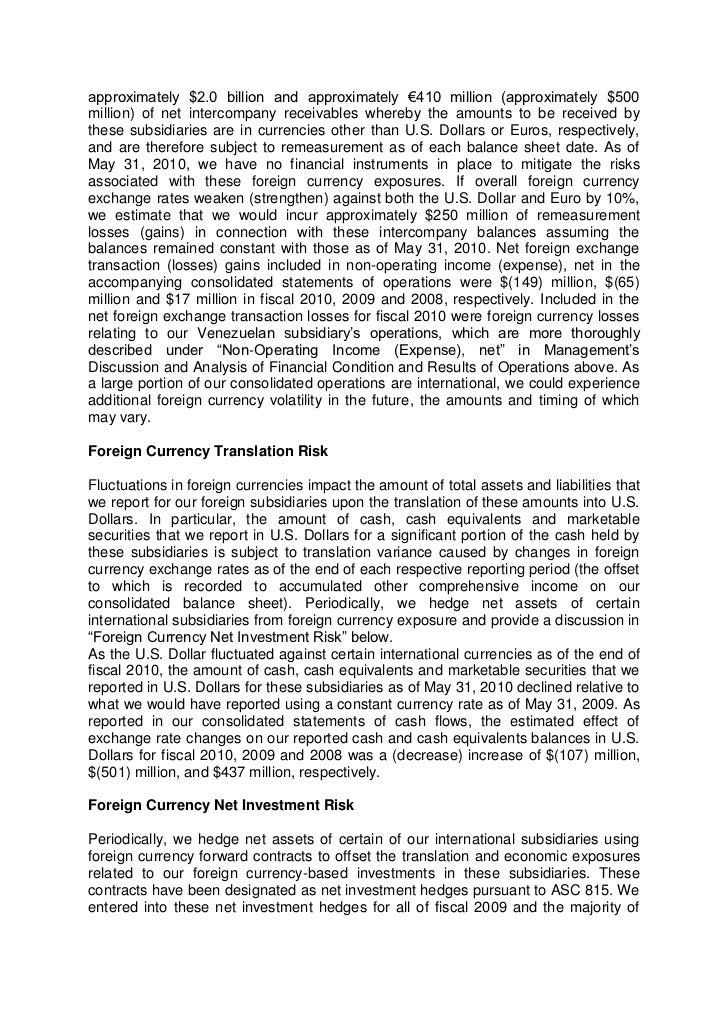 Forex exposure report