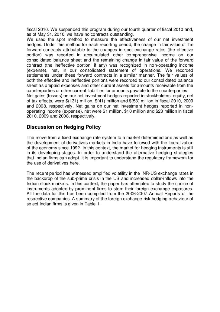 Forex exposure report