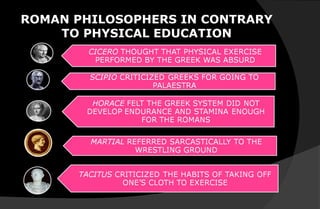ROMAN PHILOSOPHERS IN CONTRARY
TO PHYSICAL EDUCATION
 
