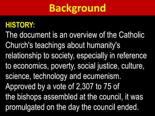 Resumen Gaudium Et Spes, PDF, Iglesia Católica