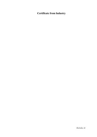 Koirala, iii
Certificate from Industry
 