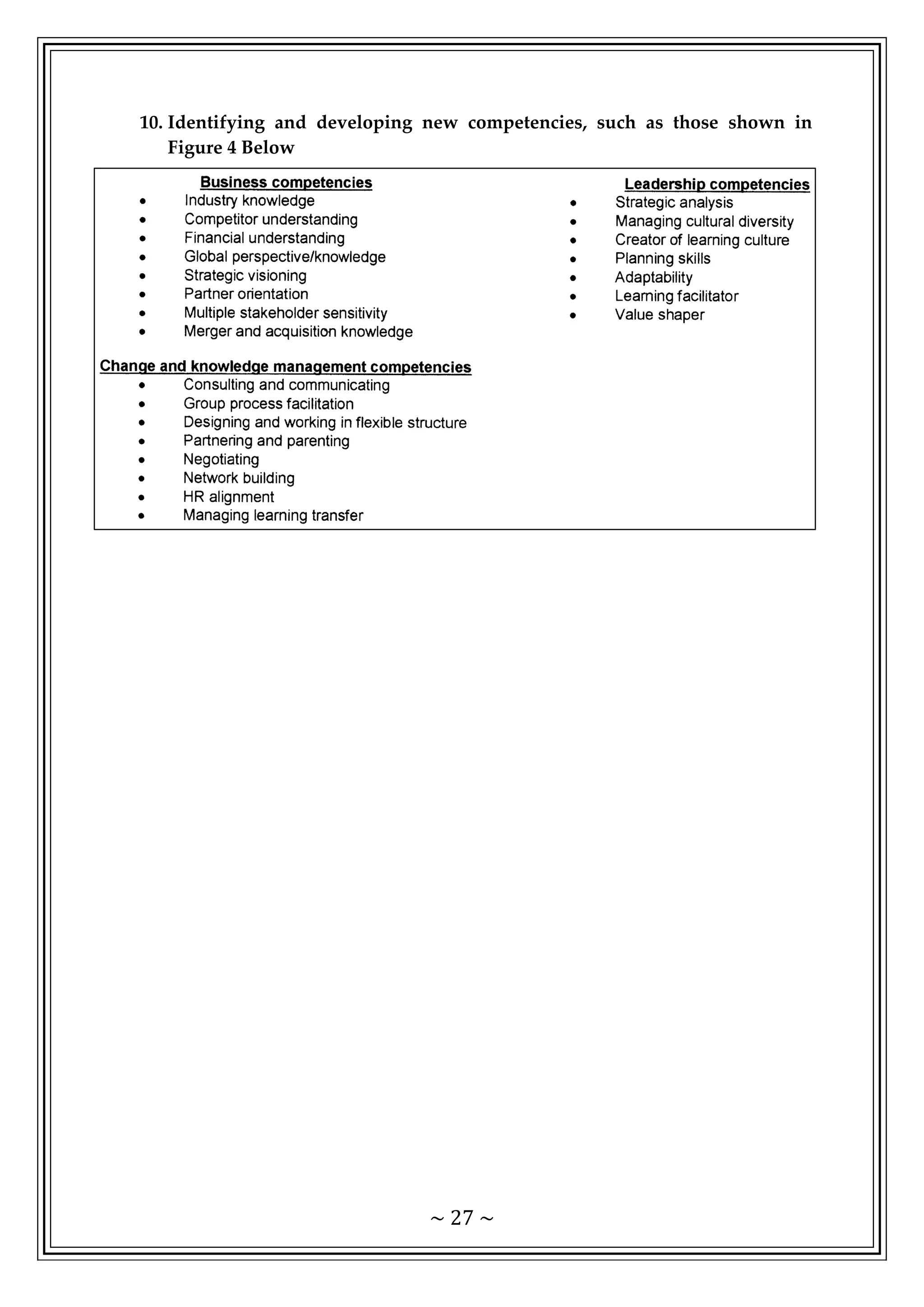 ~ 27 ~
10. Identifying and developing new competencies, such as those shown in
Figure 4 Below
 