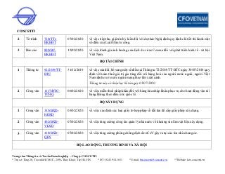 CONCETTI
Trung tâm Thông tin và Tư vấn Doanh nghiệp – Công ty CONCETTI
* Trụ sở: Tầng 20, Tòa nhà HCMCC, 249A Thụy Khuê, T...