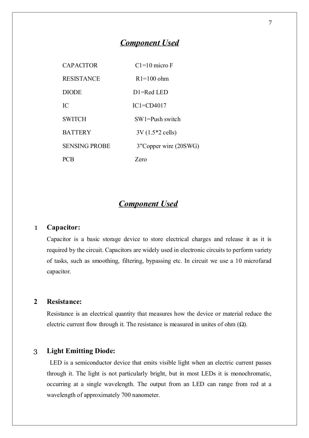 Report on live wire detector