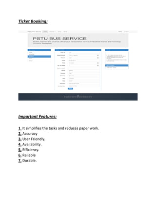 Report on online bus management | PDF