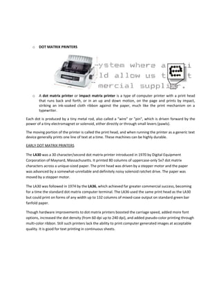 Report on printers | PDF