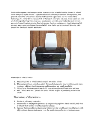 Notes On Printers Report on printers | DOC