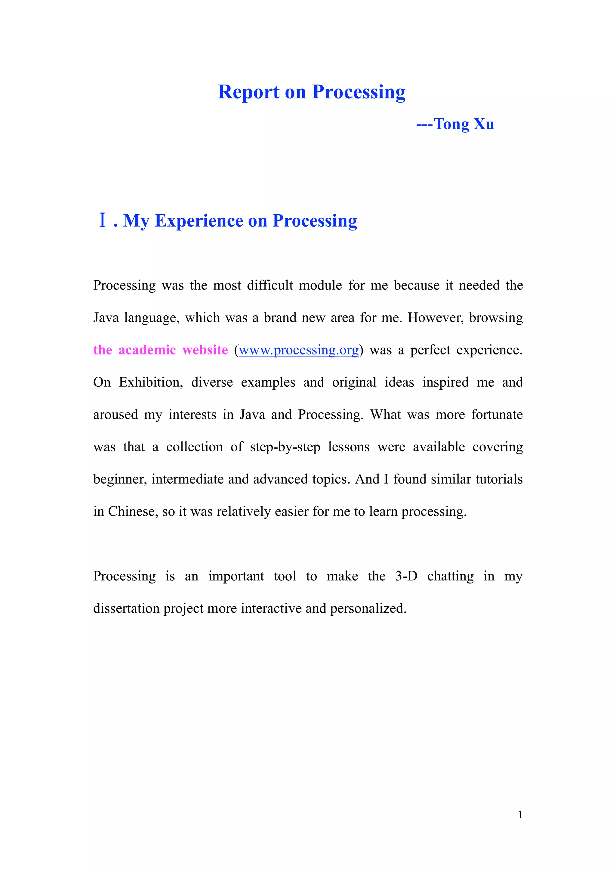 Interactive Mouse (Report On Processing)