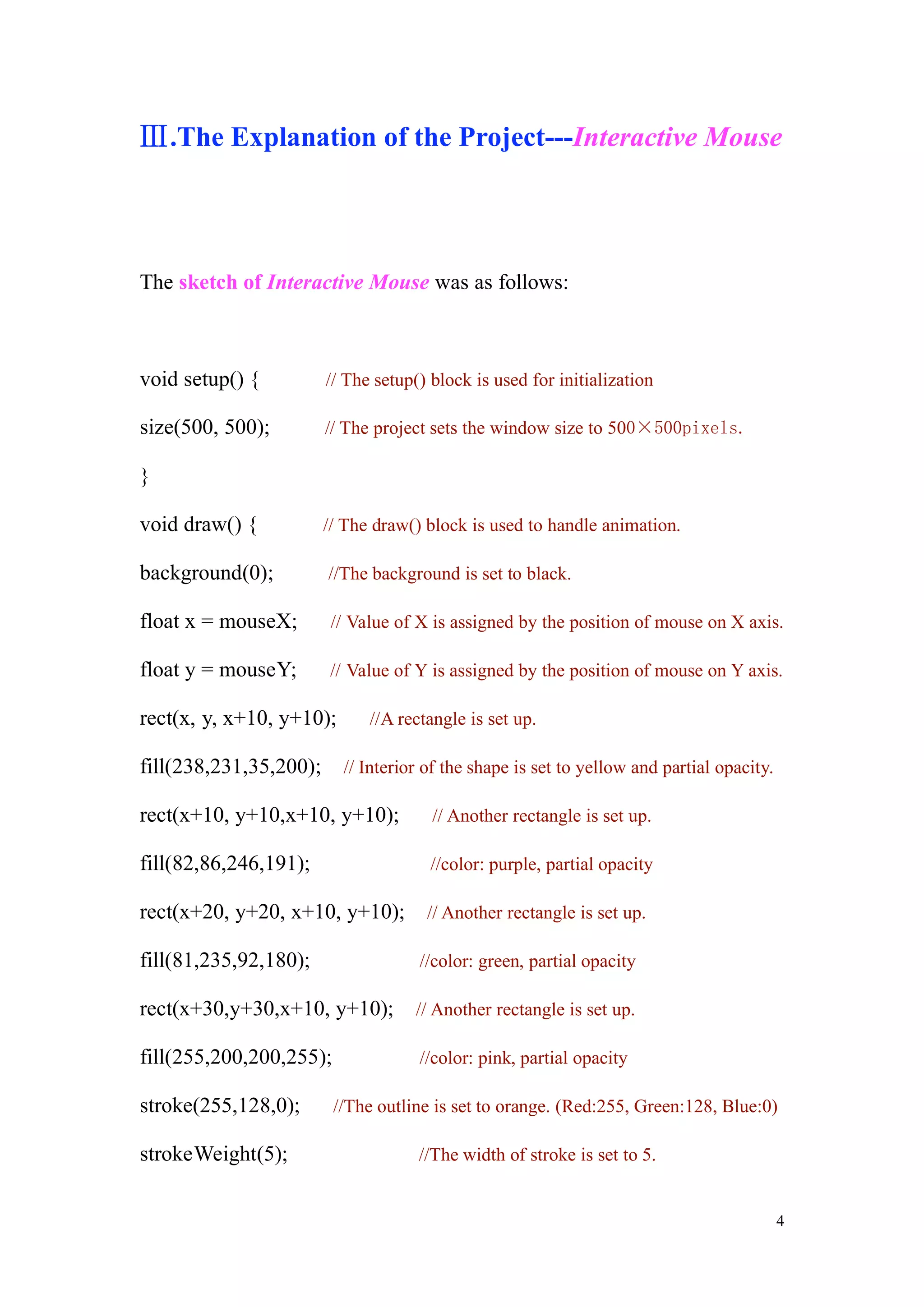 Interactive Mouse (Report On Processing)