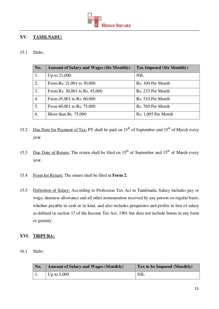 for form gratuity n Indian states Tax Profession in