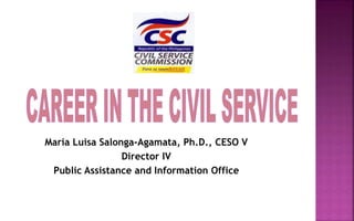 Maria Luisa Salonga-Agamata, Ph.D., CESO V
Director IV
Public Assistance and Information Office
 
