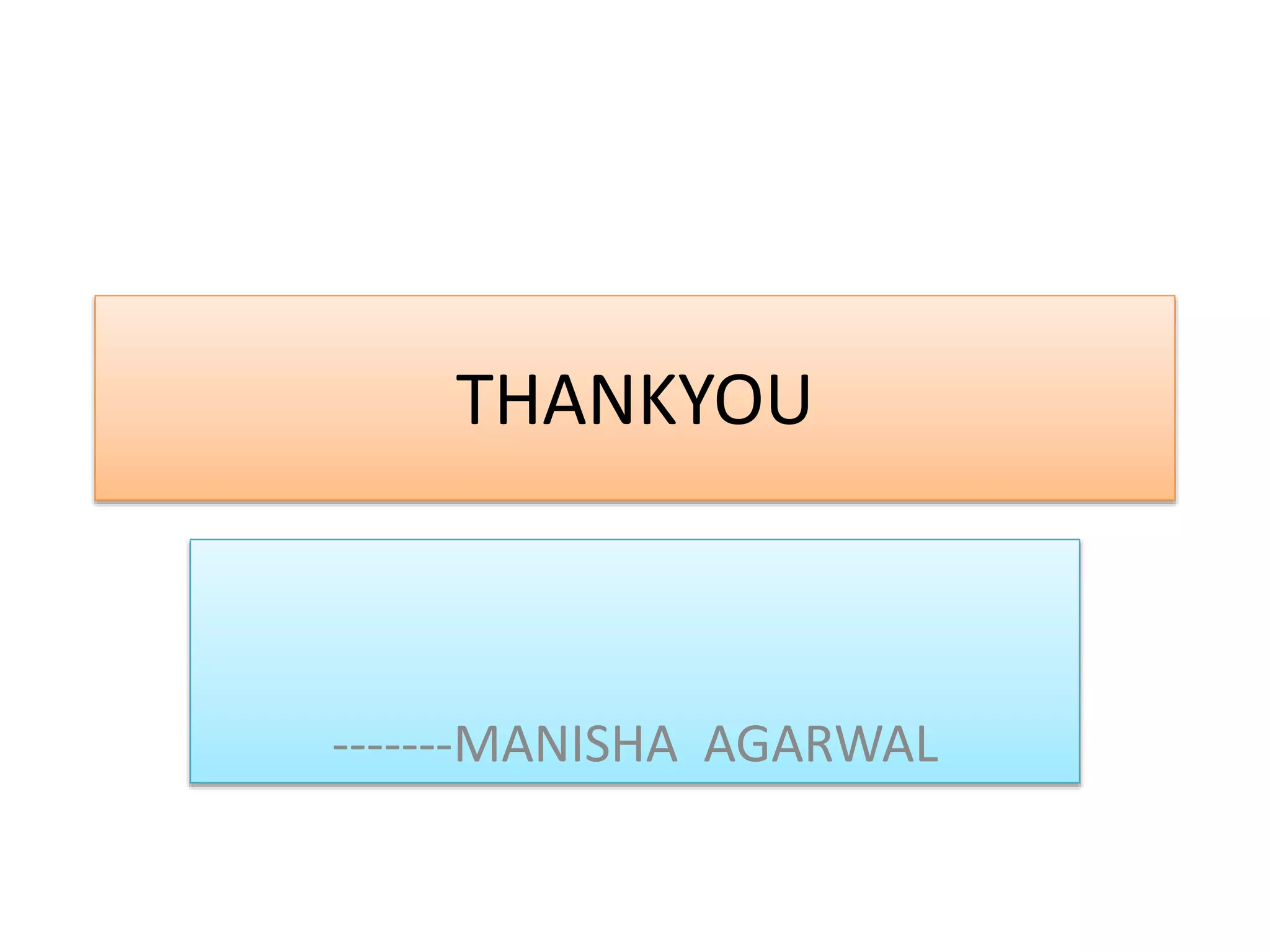 THANKYOU
-------MANISHA AGARWAL
 