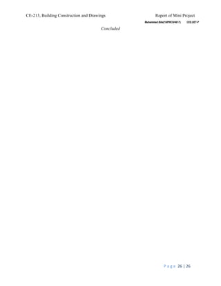 CE-213, Building Construction and Drawings Report of Mini Project
P a g e 26 | 26
Concluded
 