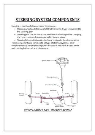 Report on steering system | DOCX