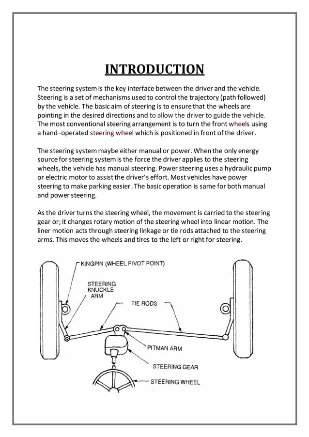 Report on steering system