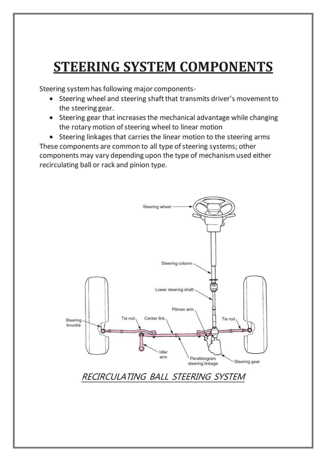 Report on steering system