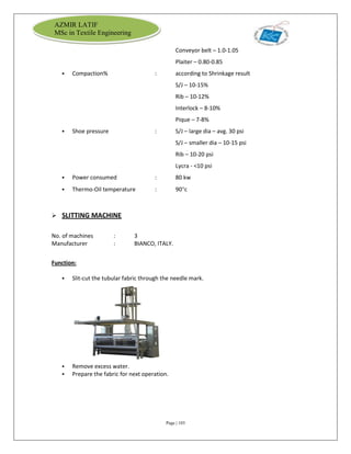 Page | 103
AZMIR LATIF
MSc in Textile Engineering
Conveyor belt – 1.0-1.05
Plaiter – 0.80-0.85
 Compaction% : according t...