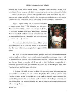 Report on the situation of slum children in delhi PDF