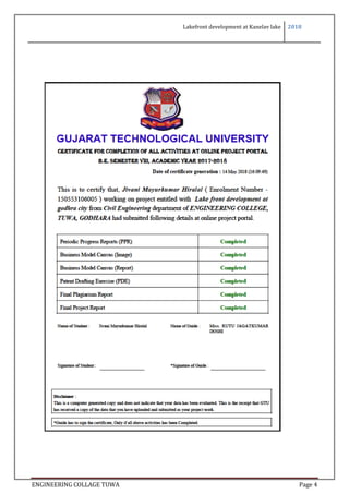 Lakefront development at Kanelav lake 2018
ENGINEERING COLLAGE TUWA Page 4
 