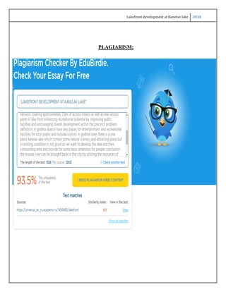 Lakefront development at Kanelav lake 2018
PLAGIARISM:
 