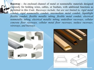 Difference Between Raceway And Conduit The Philippine Electrical Code Selected Topics of Chapter 1 | PDF