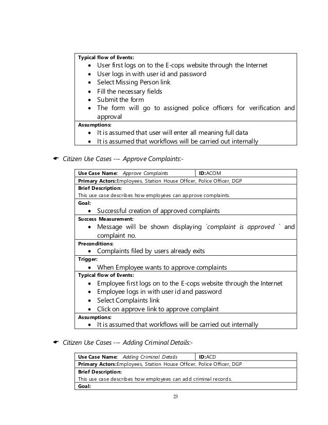 report police 6 month training project