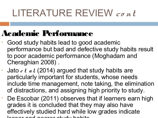 review of related literature on study habits pdf