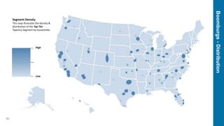 Boomburgs-Distribution
21
Segment Density
This map illustrates the density &
distribution of the Top Tier
Tapestry Segment by households.
High
Low
 